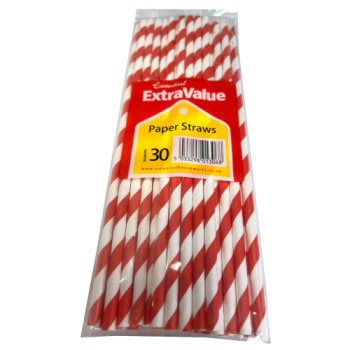 Essential Extra Value Paper Straws Bio Stripe 30s 