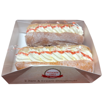 Authentic Cakes By Talgarth 2 Jam & Cream Doughnuts 