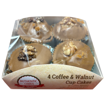 Authentic Cakes By Talgarth 4 Coffee & Walnut Cup Cakes 