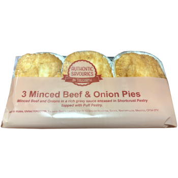 Authentic Savouries By Talgarth 3 Minced Beef & Onion Pies 