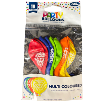 Fun House Multi Coloured Party Balloons 10pk 