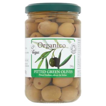 Organico Pitted Giant Green Olives In B