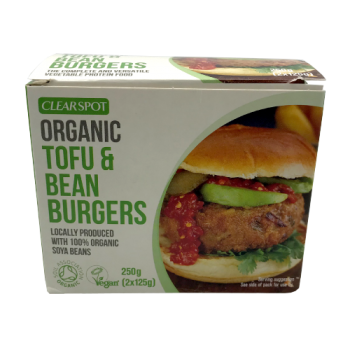 Clearspot Organic Tofu & Bean Burgers, 100% Organic Soya Beans 250g 