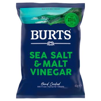 Burts Sea Salt & Malt Vinegar Hand Cooked British Potato Chips 40g