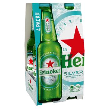 Heineken Silver Beer Lager 4x330ml Bottles