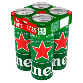 Heineken Original Quality Pure Malt Lager Pint Cans 4 x 568ml