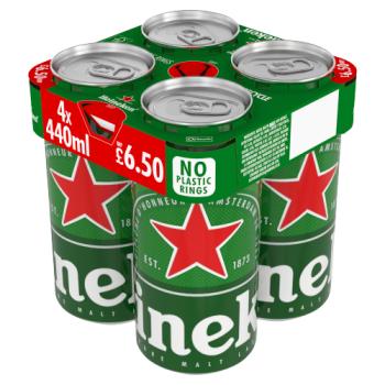 Heineken Original Quality Pure Malt Lager Cans 4 x 440ml