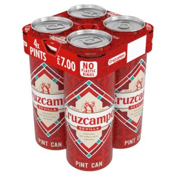Cruzcampo Sevilla Beer Pint Cans 4 x 568ml