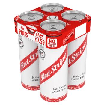 Red Stripe Jamaican Lager Beer Pint Cans 4 x 568ml