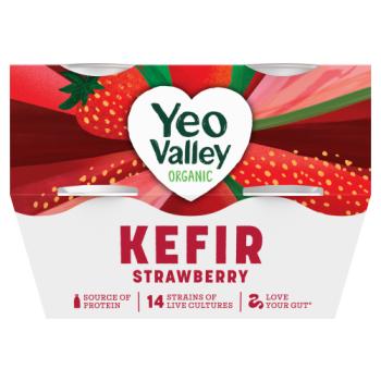 Yeo Valley Organic Strawberry Kefir 4 x 100g (400g)