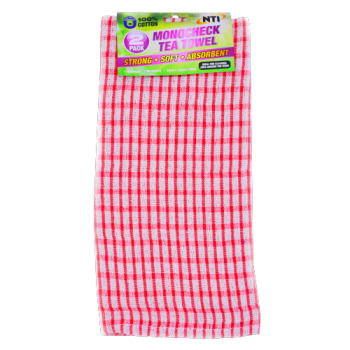 NTI Monocheck Tea Towel 2pk 