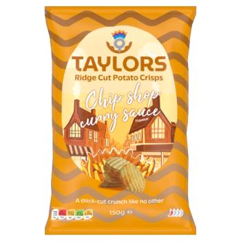 Taylors Chip Shop Curry Sauce Flavour Ridge Cut Potato Crisps 150g