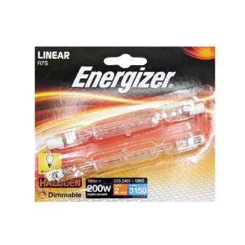 Energizer Halogen Warm White Linear R7S 200W Dimmable Light Bulb 2pk 