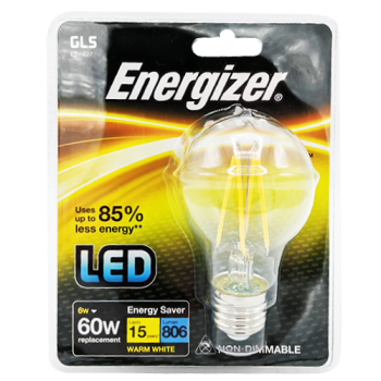 Energizer LED Warm White GLS ES/E27 60W Light Bulb 1pk  