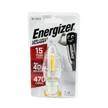 Energizer LED Warm White Candle Filament BC/B22 40W Light Bulb 1pk  