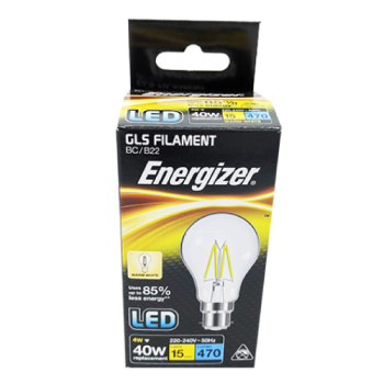 Energizer LED Warm White GLS Filament BC/B22 40W Light Bulb 1pk 
