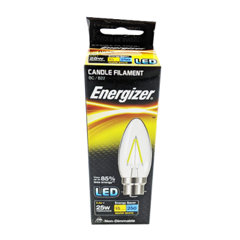 Energizer LED Warm White Candle Filament BC/B22 25W Light Bulb 1pk 