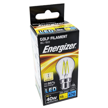 Energizer LED Warm White Golf Filament BC/B22 40W Light Bulb 1pk 