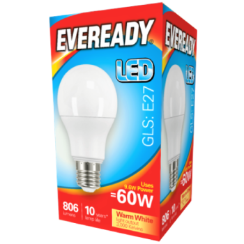 Eveready LED Warm White GLS E27 60W Light Bulb 