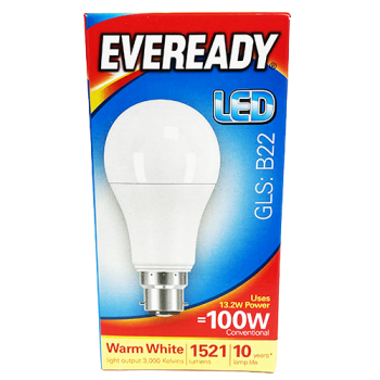 Eveready LED Warm White GLS B22 100W Light Bulb 1pk 