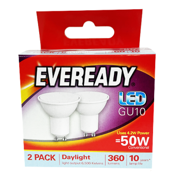 Eveready LED Daylight GU10 50W Light Bulbs 2pk 
