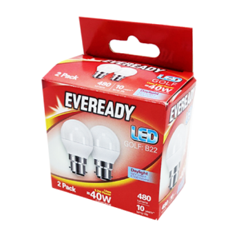Eveready LED Daylight Golf B22 40W Light Bulb 2pk 
