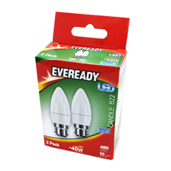 Eveready LED Daylight Candle B22 40W Light Bulb 2pk 