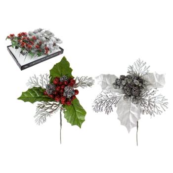 Snow White Christmas Pack Decoration Snow Berries & Pine Cones