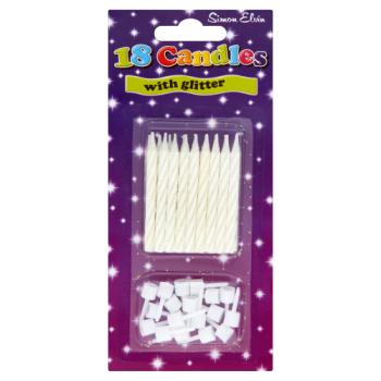 Simon Elvin 18 White Candles with Glitter