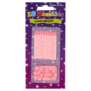 Simon Elvin 18 Pink Candles with Glitter
