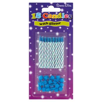 Simon Elvin 18 Blue Candles with Glitter