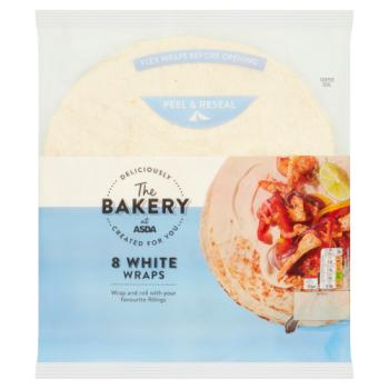 Asda The Bakery 8 White Wraps 488g