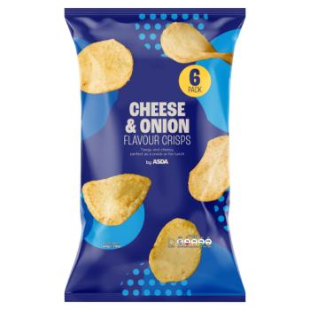 Asda Cheese & Onion Flavour Crisps 6 x 25g (150g)