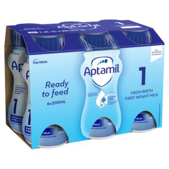 Aptamil Breastmilk Substitute 1 From Birth First Infant Milk 6 x 200ml (1.2L)