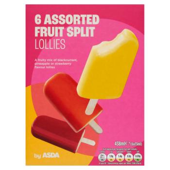 ASDA Assorted Fruit Splits Lollies 6 x 73ml (438ml)