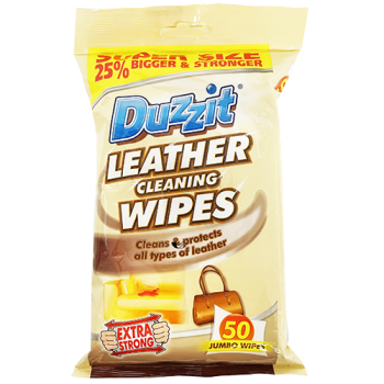 Duzzit Leather Cleaning Wipes Extra Strong Jumbo Wipes 50pk 