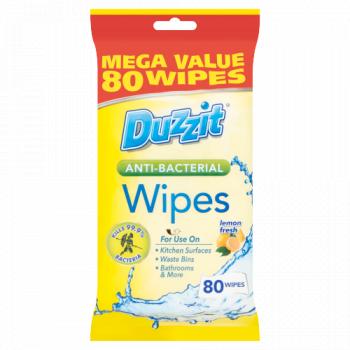 Duzzit Anti-Bacterial Lemon Fresh Wipes 80 Wipes