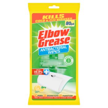 Elbow Grease Lemon Fresh Antibacterial 80 Wipes