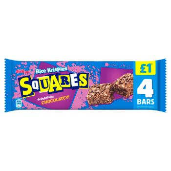 Kellogg's Rice Krispies Chocolate Squares Bars 4 x 26g