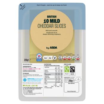 ASDA 10 British Mild Cheddar Slices 250g