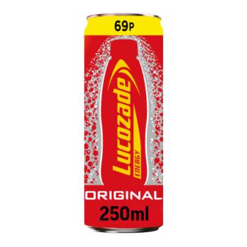 Lucozade Energy Drink Original 250ml can PMP 69p