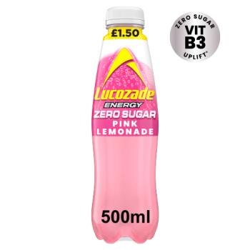 Lucozade Zero Sugar Drink Pink Lemonade 500ml PMP £1.50