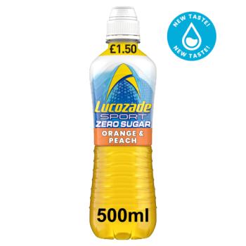 Lucozade Sport Drink Zero Sugar Orange & Peach 500ml PMP £1.50