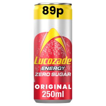 Lucozade Energy Drink Zero Sugar Original 250ml 89p PMP