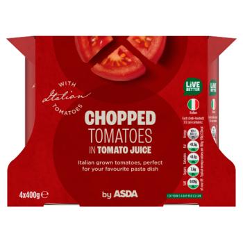 Asda Chopped Tomatoes in Tomato Juice 4 x 400g