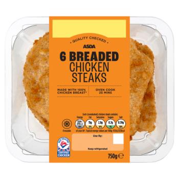ASDA 6 Breaded Chicken Steaks 750g