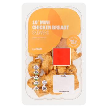 Asda 10 Mini Chicken Breast Skewers 120g