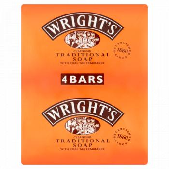 Wright's Cleansing Traditional Soap Bars with Coal Tar Fragrance 4 x 125g