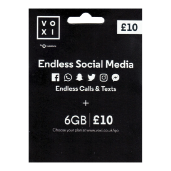 VOXI Pay As You Go SIM Card 6GB For £10 