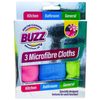 Buzz Microfibre Cloths 3pk 